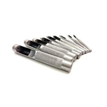 Imagem de Kit Vazador Furador Manual Perfurador 9 Peças para Couro EVA Lona Cint
