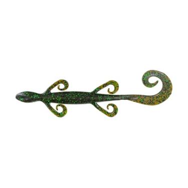 Imagem de Big Bite Baits Lagarto de cauda K de 20 cm/flocos verdes de abóbora verde (pacote com 8)