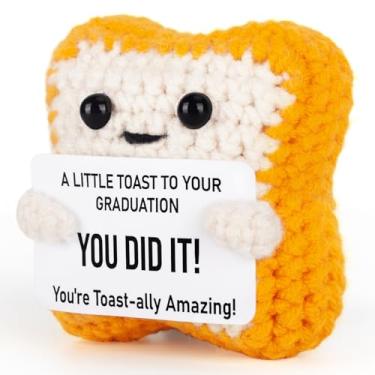 Imagem de Soobeeke “You Did It!” Crochet Toast Gift with Motivational Card – Cute Handmade Positive Keepsake for Friends, Students, Coworkers & Teachers – Emotional Support & Stress Relief