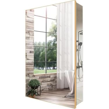 Imagem de FOMAYKO Armário de remédios de banheiro com moldura de liga de alumínio preta de fazenda 66 (A) x 40,6 cm (L) polegadas Armário de banheiro embutido ou espelho de montagem em superfície para banheiro,