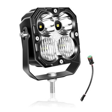 Imagem de Willpower Luz de trabalho LED de 10,9 cm, 30 W, 3000 lm, com conector DT, luzes de neblina quadradas off-road de 12 V 24 V, para carro, veículo, caminhão, trator, barco 4 x 4, branco 6000K, farol
