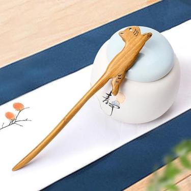 Imagem de Palitos de cabelo de madeira presilhas de cabelo de sândalo vermelho clipes de coelho estilo vintage acessórios para mulheres coque