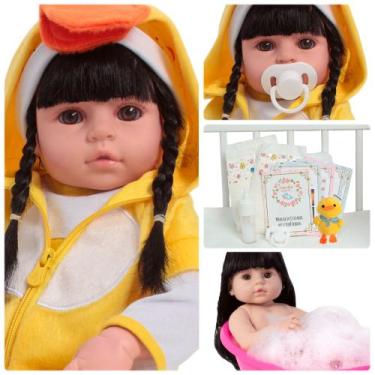 Imagem de Bebê Reborn Boneca Realista Silicone Roupa Patinho Pelúcia - Cegonha R
