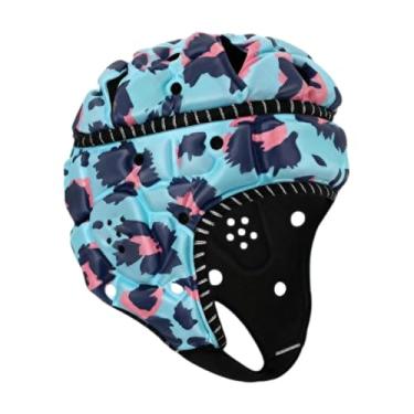 Imagem de Dynwave Capacete de rúgbi, chapéu macio acolchoado anticolisão, boné esportivo para futebol, treinamento de futebol americano, Azul Roxo