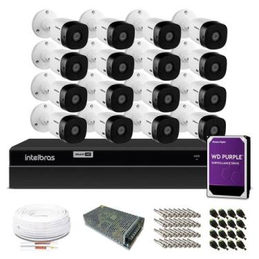 Imagem de Kit Monitoramento Intelbras com 16 Câmeras de Segurança 720p, Com HD I