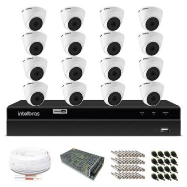 Imagem de Kit Monitoramento Intelbras com 16 Câmeras de Segurança Dome 1080p, Se