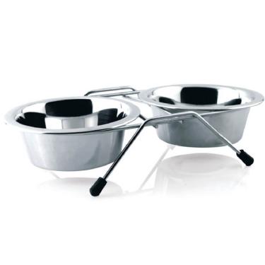 Imagem de Comedouro Duplo Inox 1,90 Litros - 30117 - Chalesco