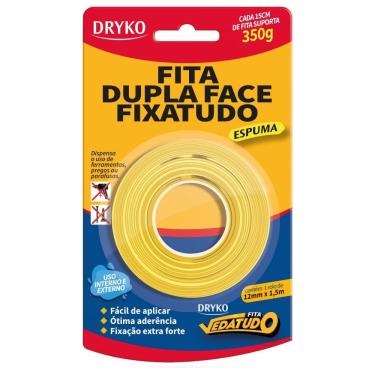 Imagem de Fita Dupla Face Fixa Tudo Espuma 12mm - Duplaface-esp12 - Dryko