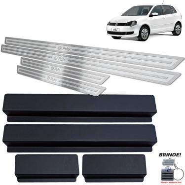 Imagem de Soleiras Volkswagen Polo 2003 a 2015 Prata Alto Relevo