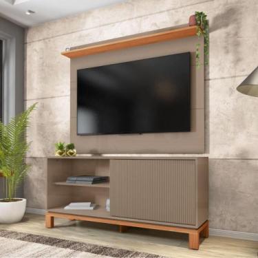 Imagem de Bancada Rack Com Painel Para Tv Até 45 Polegadas Jace Cinza - Caemmun