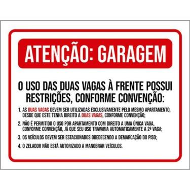Imagem de Kit 3 Placas Atenção Garagem Vagas Restrições