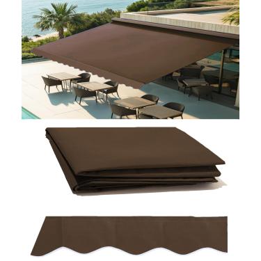 Imagem de WJCWHH Toldo Retrátil De Pátio 12' X 10', Tecido Reposição, Externo Durável, Capa Protetora À Prova D'Água Reforçada E Multiuso, Marrom