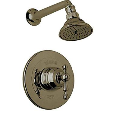 Imagem de Rohl Kit ACKIT30EOP-TCB Pacote de chuveiro com maçaneta de porcelana branca ornamentada inclui AC100OP e C5504E, latão toscano