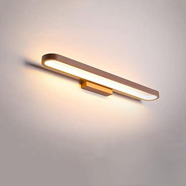 Imagem de Luminária de penteadeira moderna com 3 modos de cores LED para espelho de banheiro, luminária simples para espelho de banheiro, luminária para maquiagem, luminária frontal de espelho marrom,