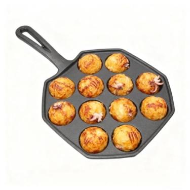 Imagem de Panela Takoyaki de ferro fundido, frigideira de almôndegas de polvo, frigideira, 12 grelhas, antiaderente, fundida, quadrada, resistente, para fazer bolas de polvo