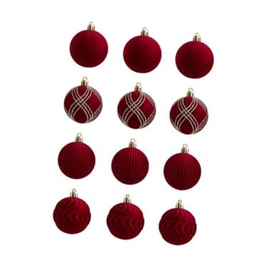 Imagem de Fenteer 12 peças bolas de natal enfeites de natal enfeites de leves fazenda feriados café casamentos hotel decorações de árvore de, Vermelho