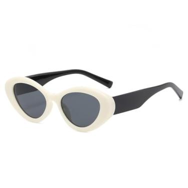Imagem de Óculos de sol estilo olho de gato oval, masculino, retrô, feminino, vintage, branco e preto, BH01