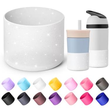 Imagem de Diumepo Bota de silicone para bota de água Owala Flip de 396 g e copo infantil de 340 g, capa protetora antiderrapante para garrafa de água de aço inoxidável isolada de 396 g (branco brilhante)