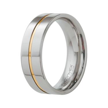 Imagem de Aliança de Aço Plus com Filete em Ouro 8mm