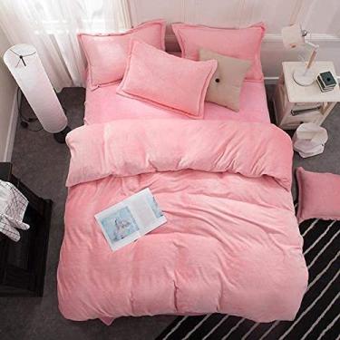 Imagem de Jogo de lençol de flanela de veludo, flanela grossa, dois lados, cor sólida, jogo de cama com capa quente de inverno - Ydl23_Twin Size 3 peças (Ydl26 Twin size 3 peças)