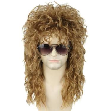 Imagem de Peruca Topcosplay 20" Brown 70s 80s Mullet Curly Wig