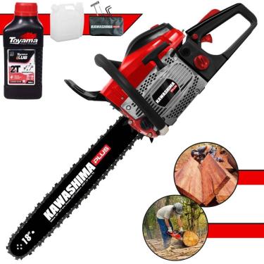 Imagem de Motosserra Moto Serra Motor Serra Kawashima KCS-550P À Gasolina 2T 54,6cc Profissional Com Sabre 18’` Ideal Para Corte de Lenha + ÓLEO TOYAMA FG50 2T