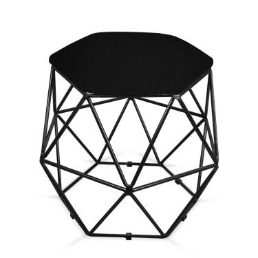 Imagem de Puff Aramado Hexágono Decorativo Industrial Preto com Sintético Preto D03 - D'Rossi