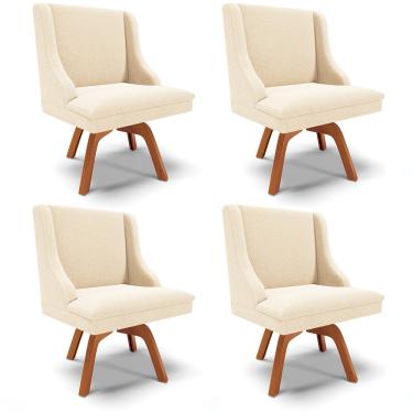 Imagem de Cadeira Sala de Jantar Giratória MM35 Kit 4 Liz Bouclê Bege D03 - D'Rossi