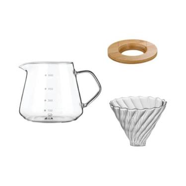 Imagem de Conjunto De Cafeteira De Vidro De 600ml E 300ml Com Jarra De Café E Fi