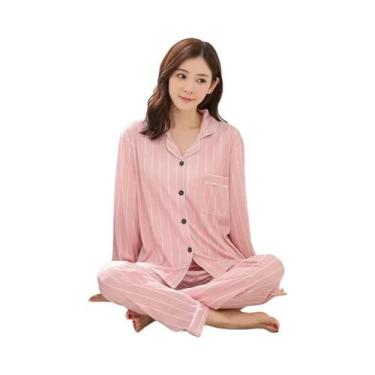 Imagem de Conjunto De Pijamas Femininos Com Estampa De Cereja Listrada, Camisa C