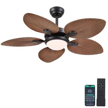 Imagem de Ventilador de teto Wiviniya Tropical 44 polegadas com luzes e controle