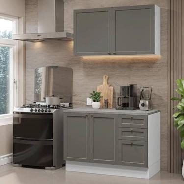 Imagem de Armário De Cozinha Compacta 120 Cm Branco-cinza Vik Madesa 01 Branco-c