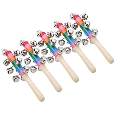 Imagem de Mingzhe Hunta de Madeira Colorida Brinquedos de Chocalho de bebê Com Jingle Sinos para Treinamento de Coordenação para As Mãos e Olhos para Crianças 0-2