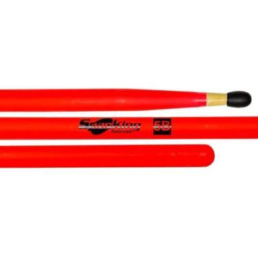 Imagem de Baqueta Spanking Linha Luminosa 5B Clássica Rosa Fluorescente com Ponta de Nylon 4118RS