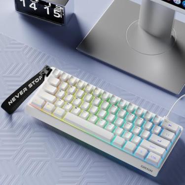 Imagem de SEUNKWANG Teclado para jogos EWEADN F61 60% com fio, teclado de membrana RGB retroiluminado com teclas PBT, design compacto, teclado com cordão para Mac/Win-White