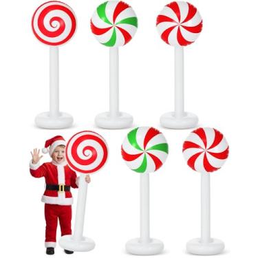 Imagem de Simgoing 6 peças de decorações infláveis de Natal ao ar livre, 10 m, decoração de coluna inflável de doces de Natal para inverno, Natal, gramado, jardim, decoração de casa