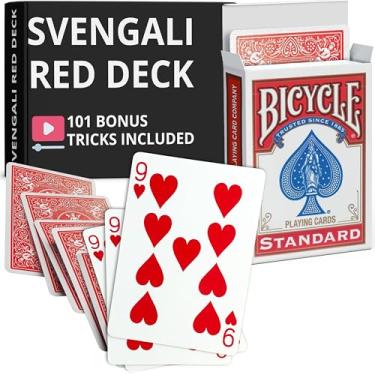 Imagem de Ted's Sterling Magic Precision Red Rider Back Bicycle Svengali Deck with Instructions for 100+ Tricks (9 of Hearts)