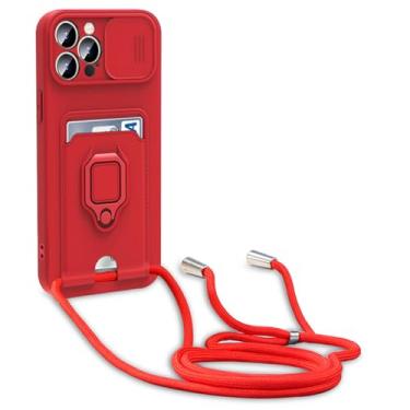 Imagem de Capa de cordão de carteira com suporte para cartão de luxo para Samsung Galaxy A14 A34 A54 A23 A33 A53 A13 A12 A22 A51 Capa à prova de choque de silicone, vermelha, para Galaxy A21S