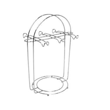 Imagem de Suporte para Xícaras de Café em Metal Cromado, 6 Ganchos, Base para Pires, 21,5 x 16,5 cm