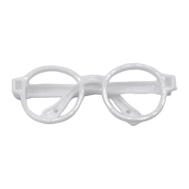 Imagem de Dynwave Óculos de boneca, presente, decoração de boneca, acessórios para fantasias, figuras, óculos para bonecas DIY, fazer amigos para a família, Branco