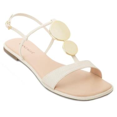 Imagem de Sandália Rasteira Ganzallê MB25-9125437 Creme-Dourado TAM 40 ao 43