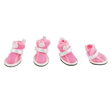Imagem de Generic Sapatos para Cachorros, Vestíveis, Evitam Deslizamento, Solas Grossas e Respiráveis, Sapatos Pequenos de Malha para Cães, Leves para o Verão (Rosa)