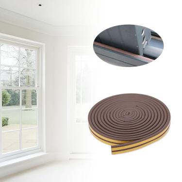 Imagem de Vedação de borracha, tira de vedação autoadesiva para janela de porta, isolamento acústico, calor, redução de ruído, 5 m, para recipientes de portas e janelas (marrom)