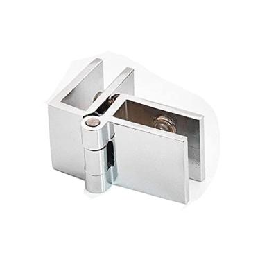 Imagem de Braçadeira de vidro dobradiça de armário de banheiro 90 180 graus armário de móveis sem perfuração clipe bilateral (2-90 graus)