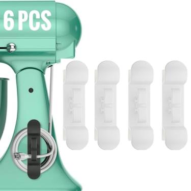 Imagem de Organizador de cabos para eletrodomésticos, pacote com 4 unidades, organizador de cabos, organizador de fios para misturadores de eletrodomésticos, branco