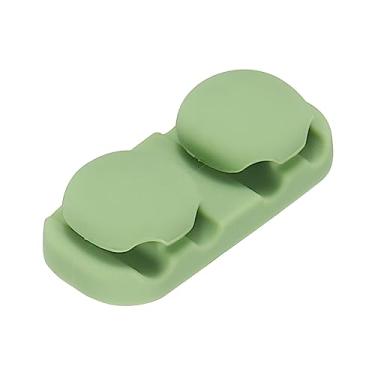 Imagem de Clipes de cabo organizador de clipes de cabo para mesa, 4 compartimentos, suportes de fio adesivo de silicone, gerenciamento de cabos para cabo USB, verde exército