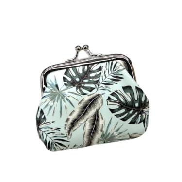 Imagem de Bolsa feminina pequena para moedas com fivela floral fofa, porta-moedas, vintage, beijo, cadeado, carteira de flores a granel 1, Folha 5, Folhas naturais