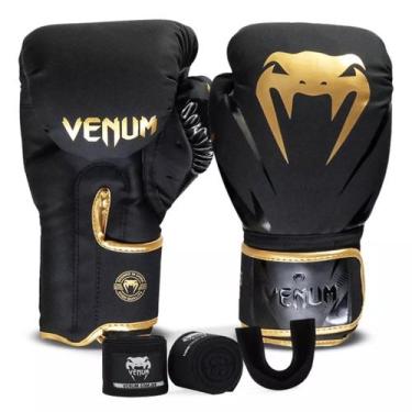 Imagem de Kit Boxe Venum Impact 2.0: Luva + Bandagem + Bucal - Gold, 16oz