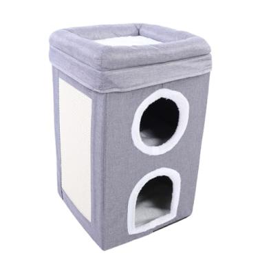 Imagem de Asixxsix Casas para Gatos para Gatos Internos, Condomínio Cubo para Gatinhos de 3 Andares Com Bloco de Arranhões e Esconderijo Dobrável para Todas As Estações Camas de Caverna Cobertas