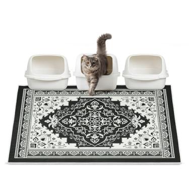 Imagem de Hedgeink Tapete de areia lavável para gatos 122 x 91 cm com fundo antiderrapante, impermeável, tapete para caixa de areia fácil de limpar